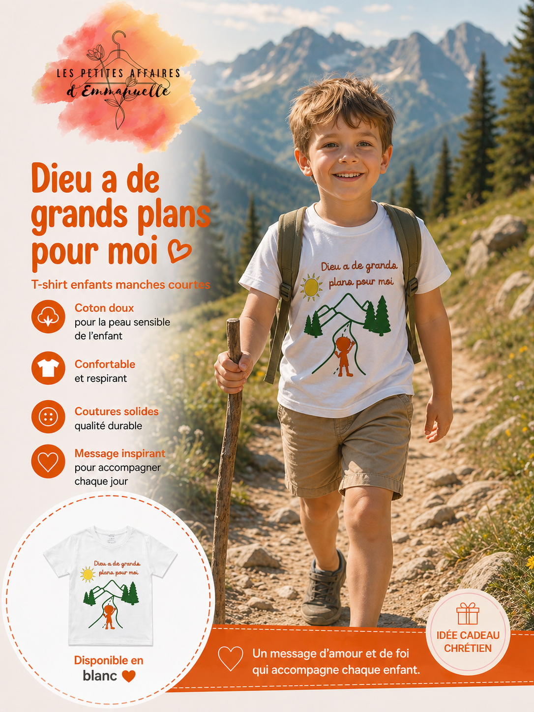 T-shirt enfant – "Dieu a de grands plans pour moi"