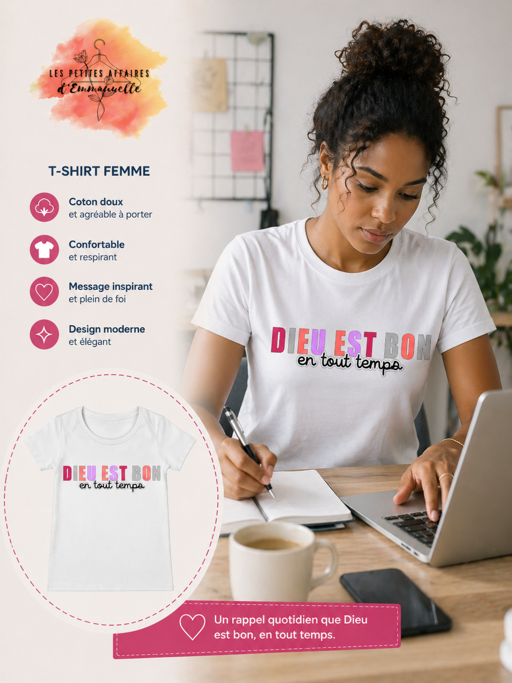T-shirt femme – “Dieu est bon en tout temps”