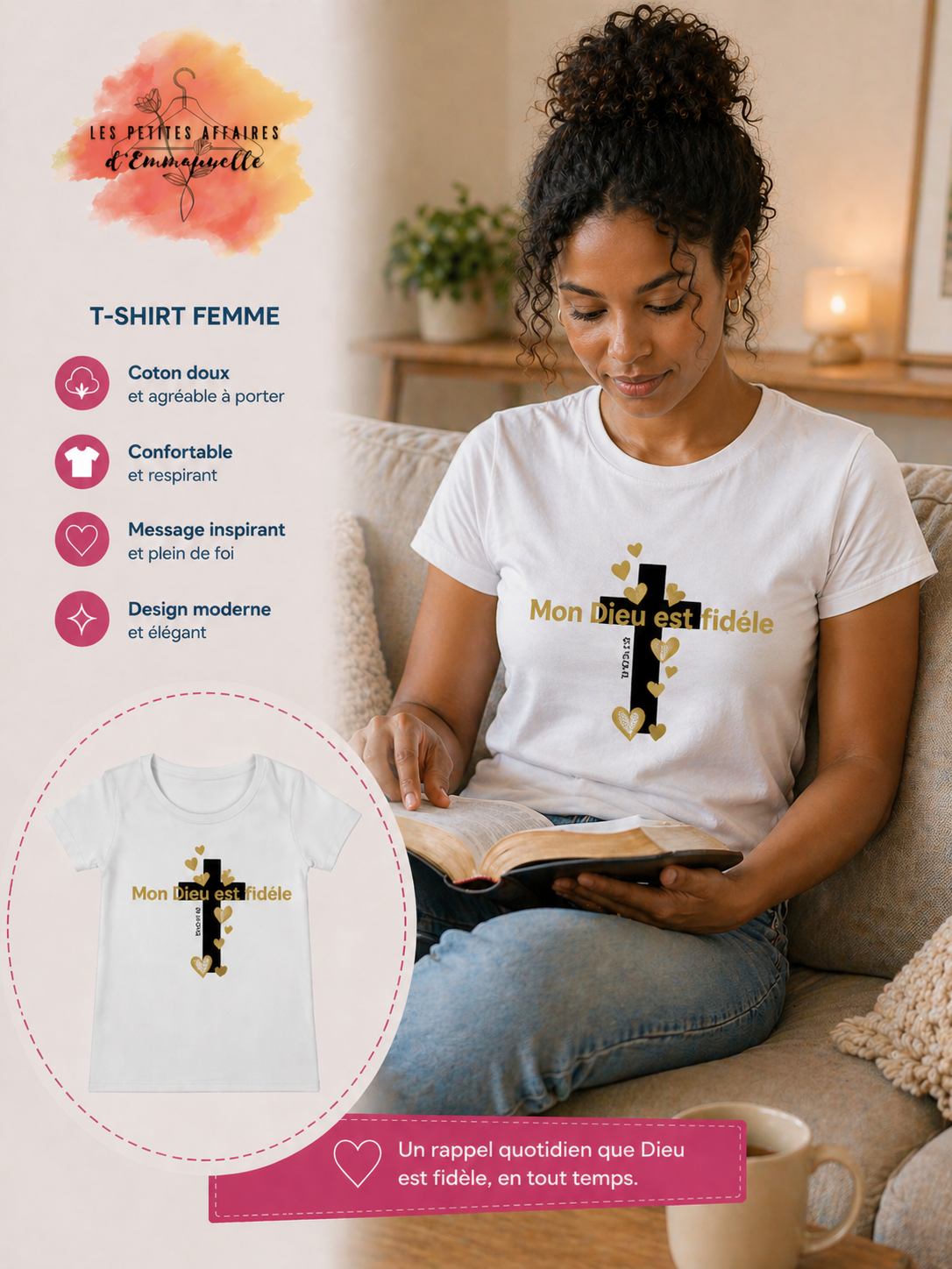 T-shirt Femme – Mon Dieu est fidèle (1 Corinthiens 1:9)