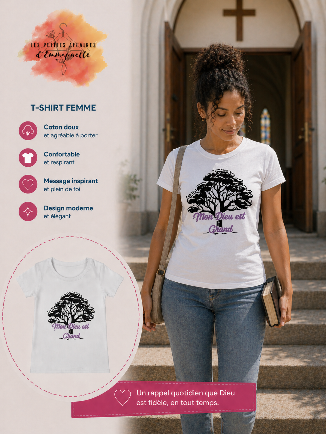 T-shirt Femme – Mon Dieu est Grand (Psaume 95)